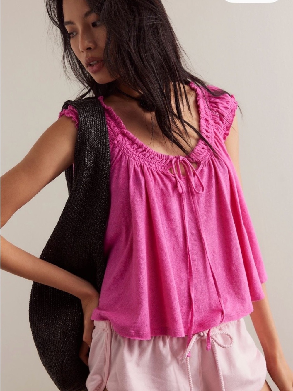 Free People Fuchsia Ruffle-Trim Camisole
